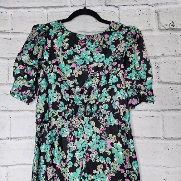 ASOS Design Womens Multicolor Puff Sleeves Floral Print Midi Tea Dress Size 10 - Picture 2 of 16